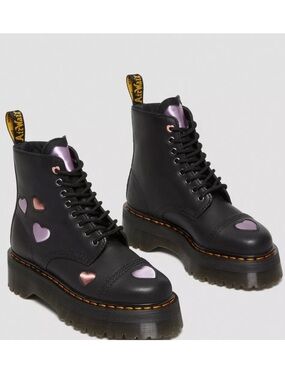 Dr. Martens Women's Sinclair Leather Heart Platform Ankle Boots Black 38 EU 7 W